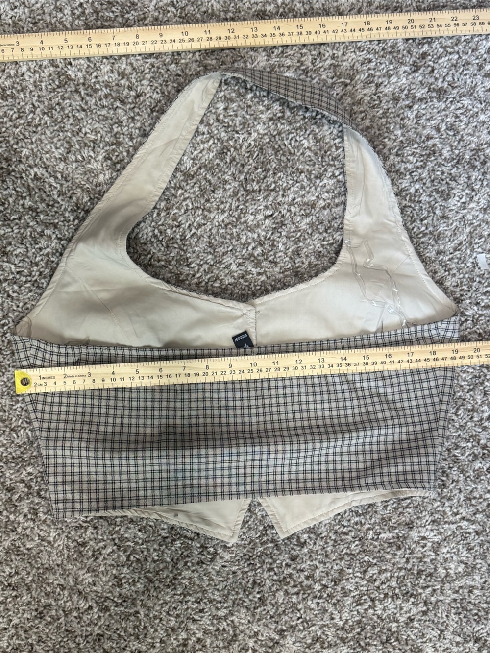Keep On Charming Plaid Linen Cropped Vest - Picture 4 of 9